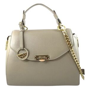 Versace Collection Taupe Satchel with Gold Accents